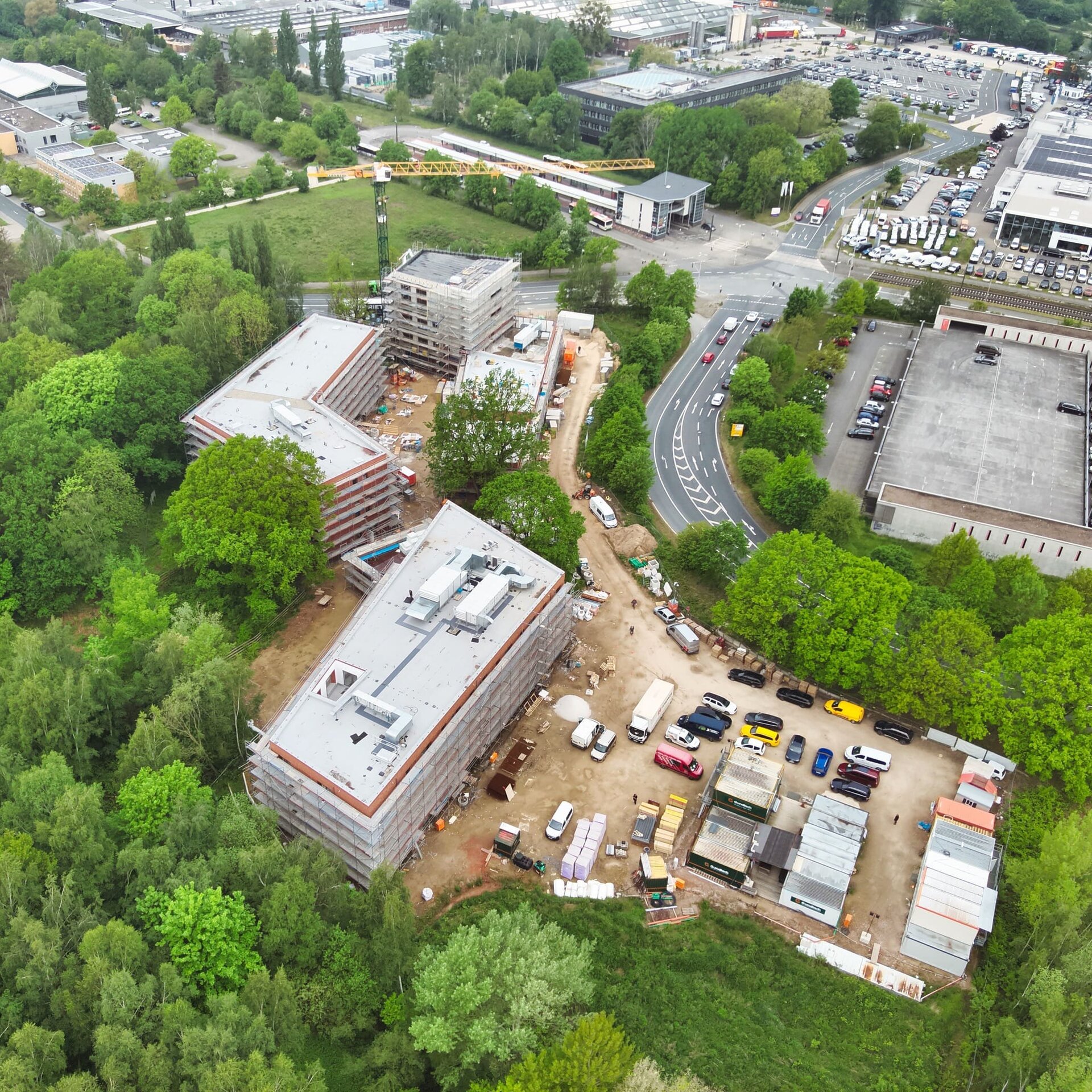 Schornsteinfegerschule Hannover - Drohnenaufnahme des Bau durch Gundlach Bauunternehmen
